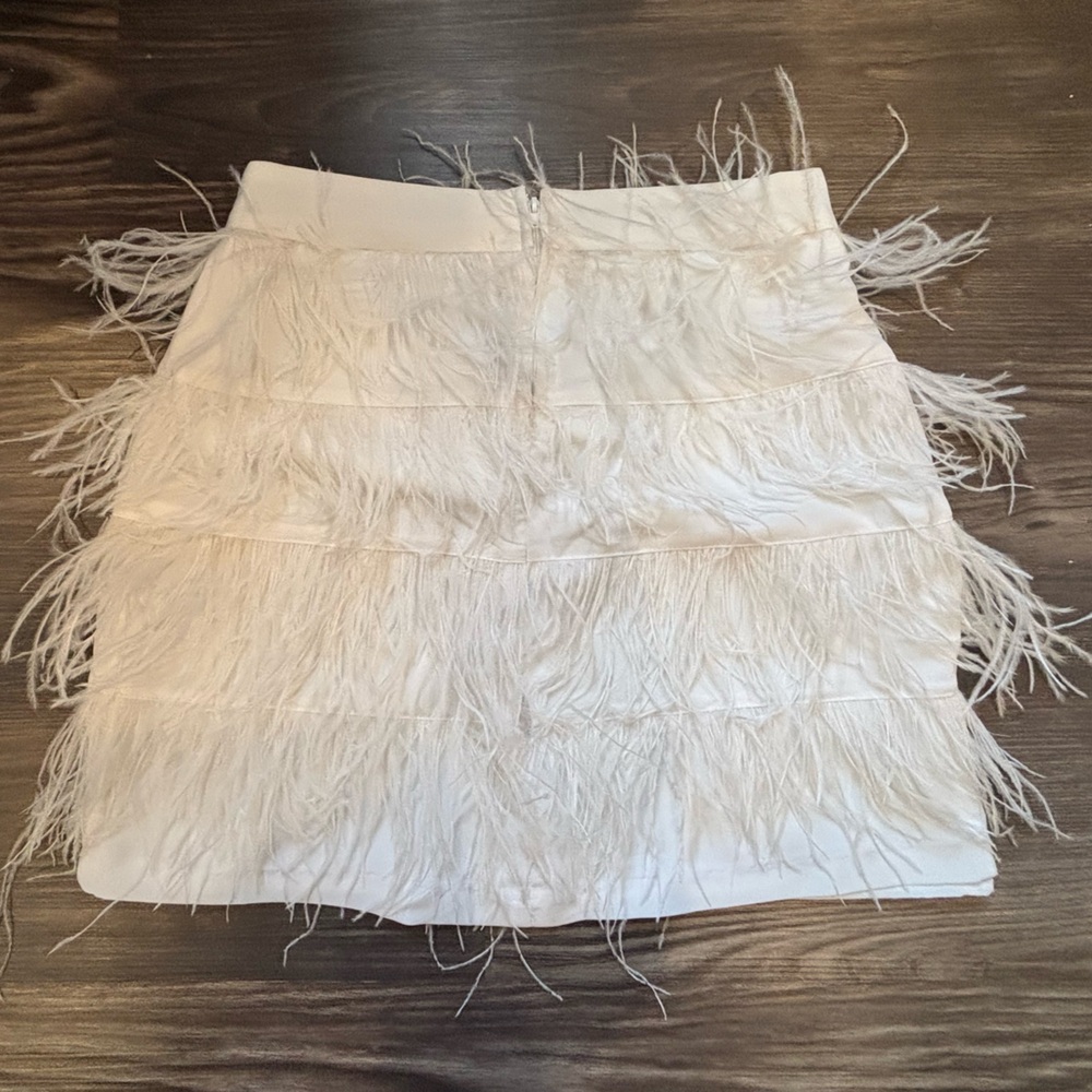 Gianni Bini White Feathered Skirt